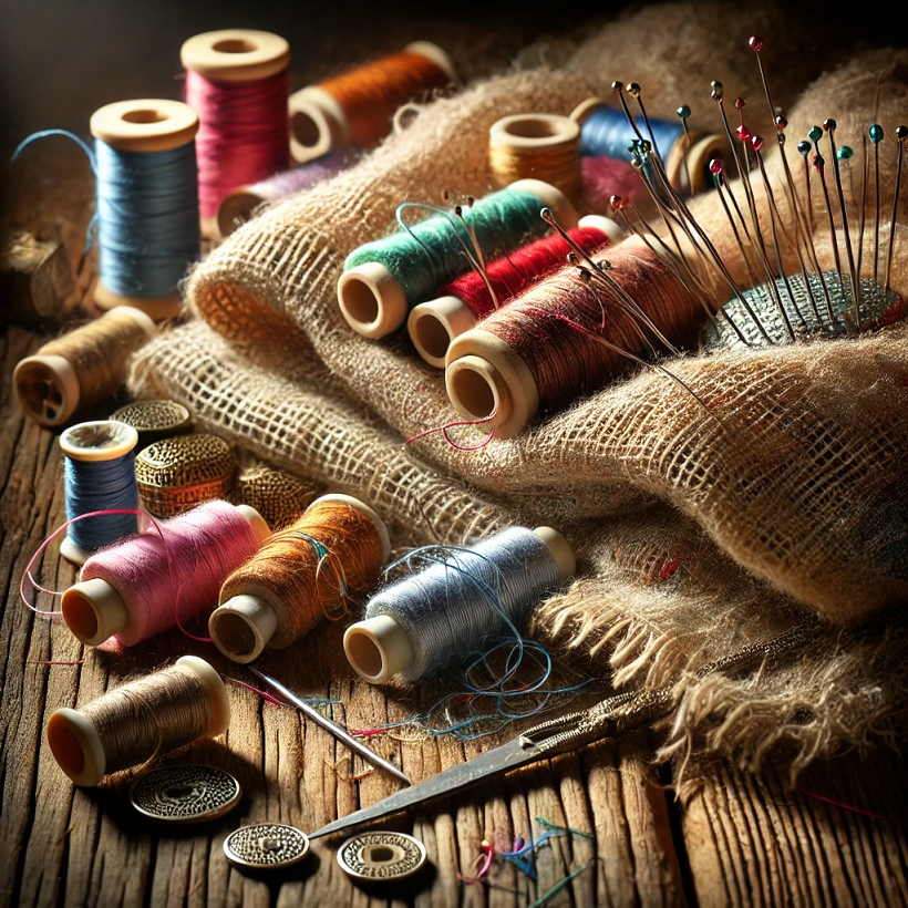 Illustration of cross stitch supplies
